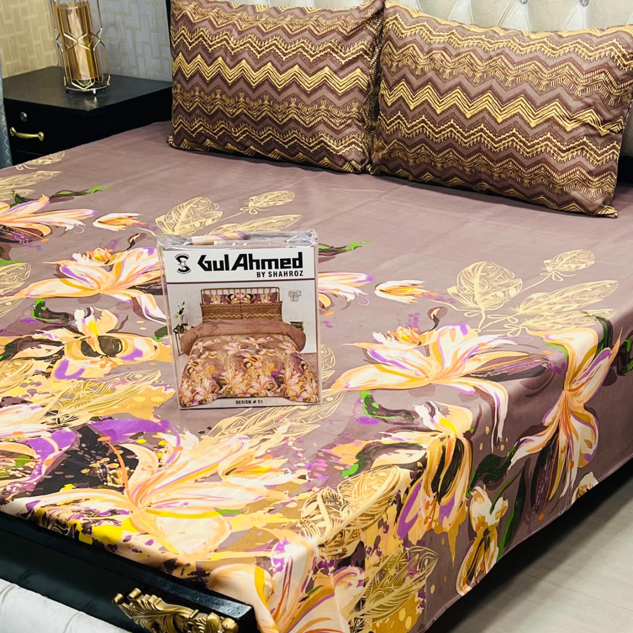 Gul Ahmed King Size Cotton Bedsheet  Premium Printed, Soft & Durable