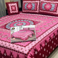 3D Panel Print King Size Bedsheet  4 Piece Crystal Cotton Bedsheet Set
