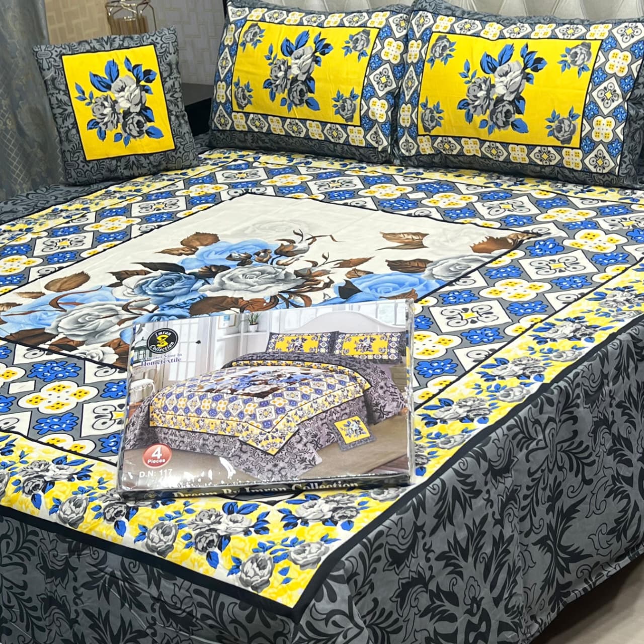 Elegant King Bedsheet 4 Piece Set  Soft & Stylish King Size Bedding