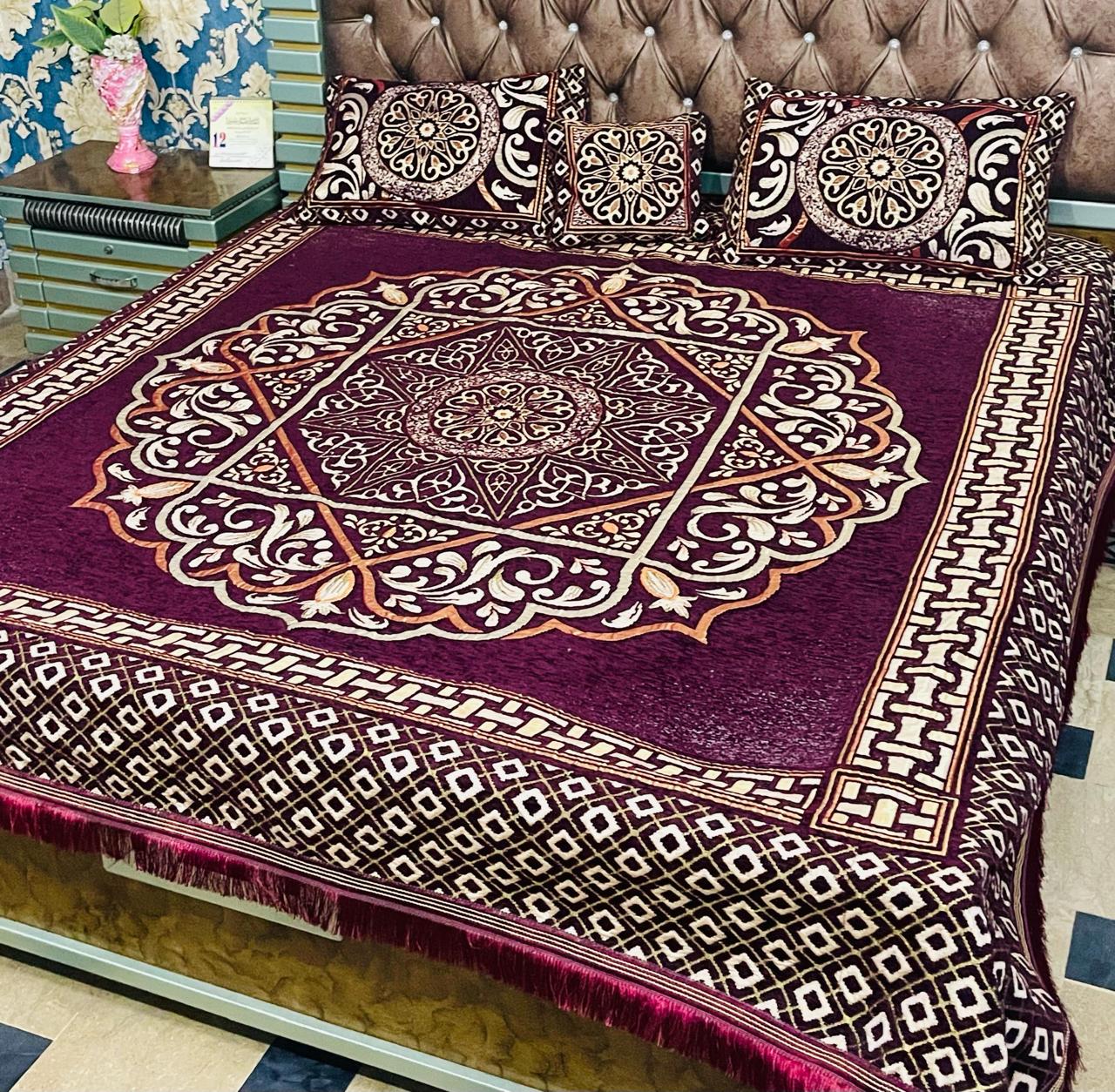 Soft & Smooth Red Crystal Cotton Printed Bedsheet