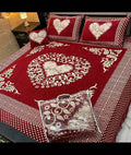 Classic Red Floral Luxury Bedding Set for Double Bed